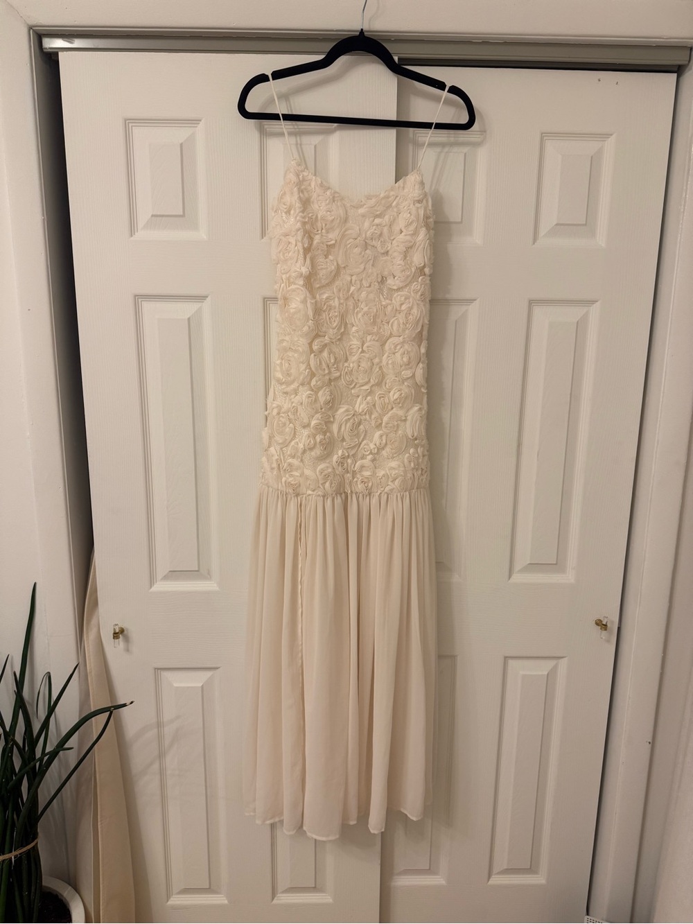 NWT! Ivory Floral Appliqué Dress